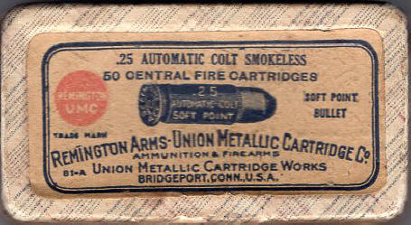 Remington .25 Automatic Colt Smokeless, Soft Point ammo