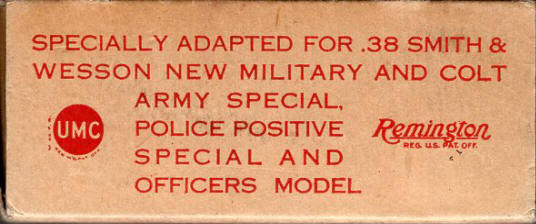 listing on box of various guns the .38 S&W special fits
