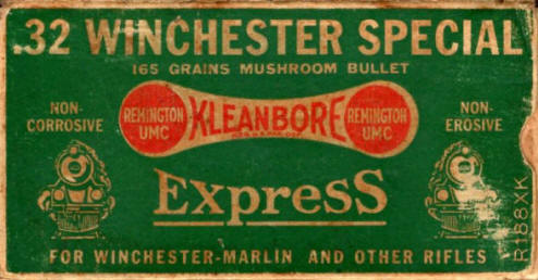 Remington .32 Winchester Special Express 165 gr. mushroom bullet, 'Train' box, for rifles