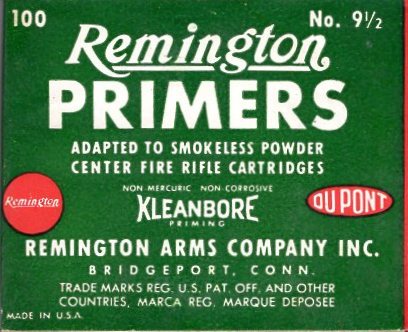 Remington No. 9.5 primers Smokeless CF 100 count box