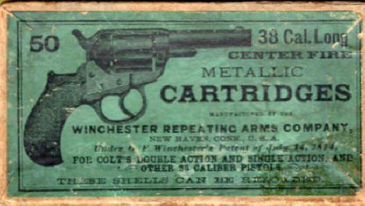 Win. .38 Colt Long 'Colt M1877 .38 Lightning' picture box. 1874 