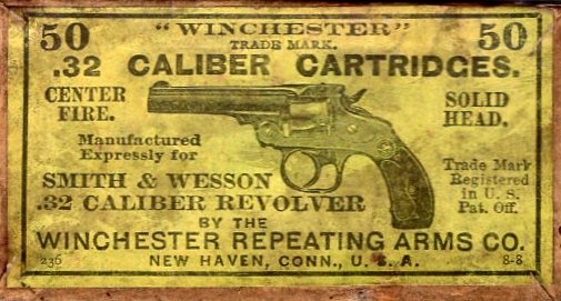 Winchester .32 S&W Solid Head Closed breach, yellow label ammo box