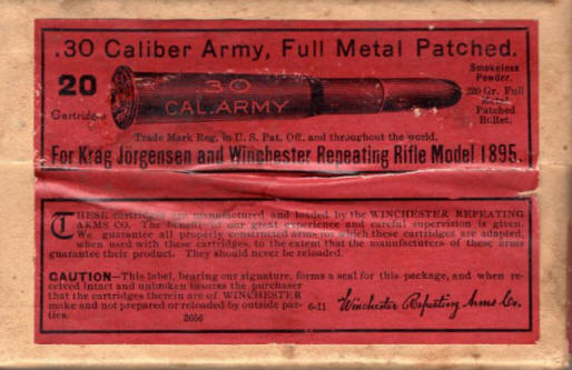 Winchester 7.65 mm (.30 cal) Luger full patch 93 gr.ammo box