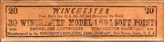 Winchester .30 Winchester Model 1894, Soft Point ammo box