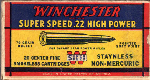 Winchester .22 Super Speed High Power pointed soft point 