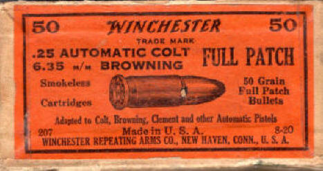 Winchester .25 Automatic Colt 6.35 full box