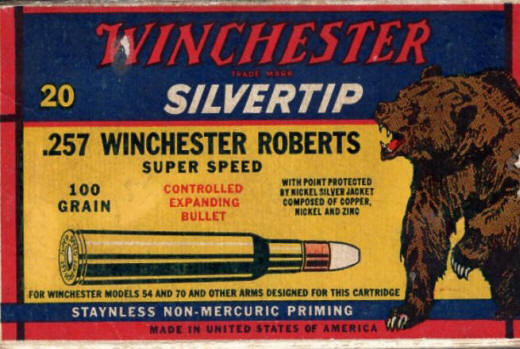 257 Winchester Roberts Silvertip bear ammo box