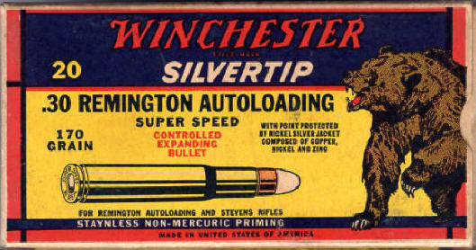 Winchester Bear .30 Remington Autoloading Super Speed 170 gr. box