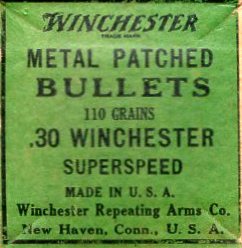 .30 Winchester Superspeed  Metal patched 110 gr. bullets box