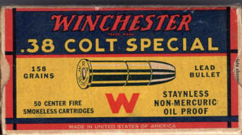 Winchester .38 Colt Special 158 gr. ammo box