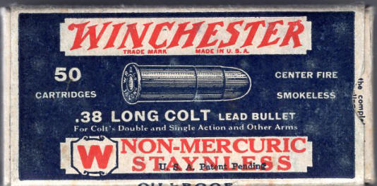 Winchester .38 Long Colt 150 gr. ammo box