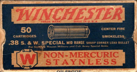 Winchester .38 S&W Special Mid-Range ammo box