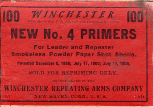 Winchester No. 4 Primers, smokeless, 100 count box