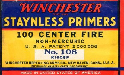 Winchester No.108 Staynless primers CF 100 count box