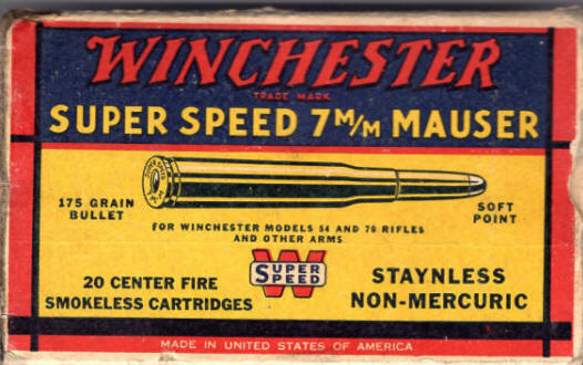 Winchester 7mm Mauser (.275)  176 gr. ammo box