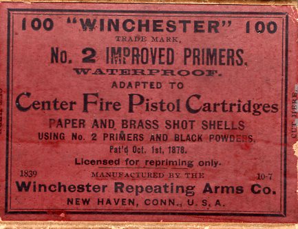 Winchester No. 2 Primers, black powder, 100 count box