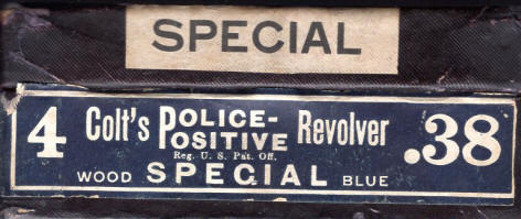 Colt Police Positive Special .38 with 4 in. barrel box label