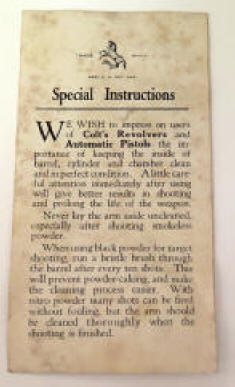 Colt special instructions paperwork