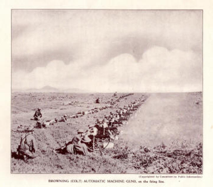 Browning (Colt) automatic machine guns on the firing line