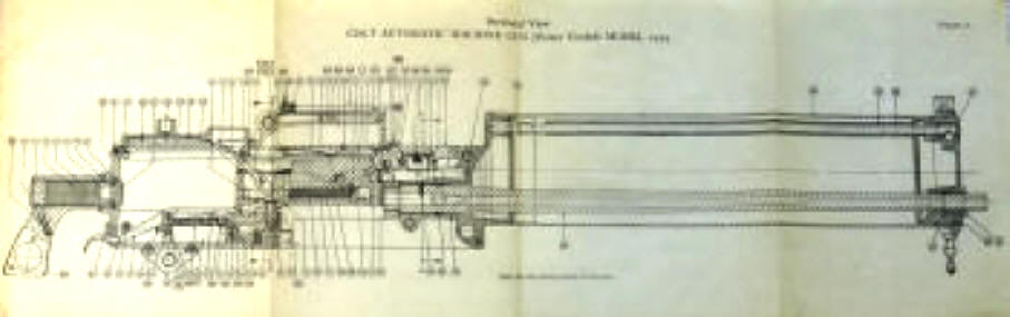 4 panel fold-out 10 x 32 in. long Colt machine gun