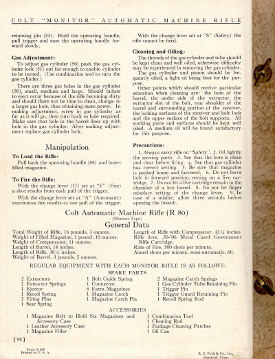 1939 Colt automatic machine guns handbook binding