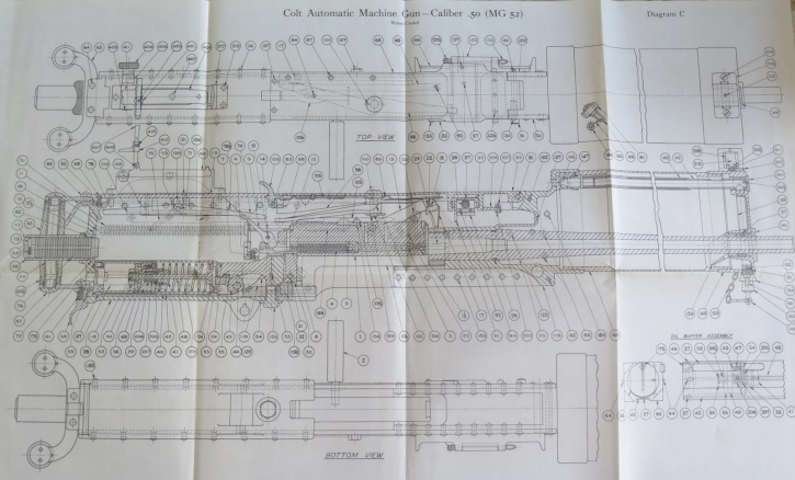1939 Colt automatic machine guns handbook drafting fold out of MG 53