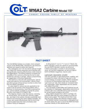 Colt M16A2 Carbine Model 727 fact sheet