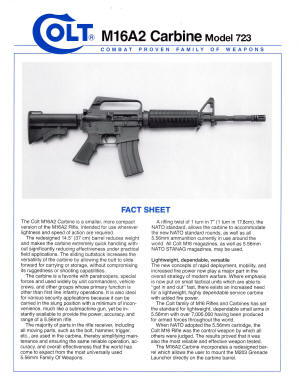Colt M16A2 Carbine model 723 fact sheet