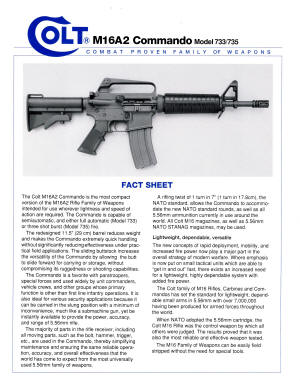 Colt M16A2 Commando Model 733/735 fact sheet