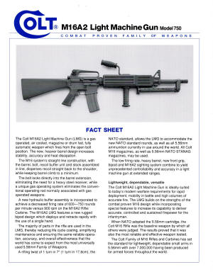 Colt M16A2 light machine gun model 750 fact sheet