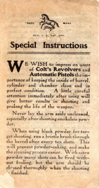 1922 Special Instructions brochure included with the M1908 pistol-2