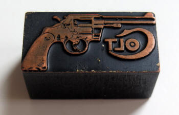 1930s printing block for a colt revolver