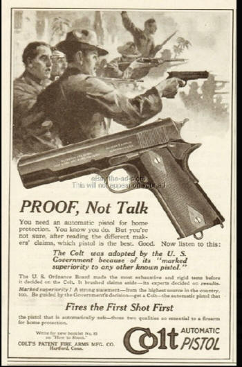 1914 and 11914 Colt ad promoting automatic pistol and revolver protection