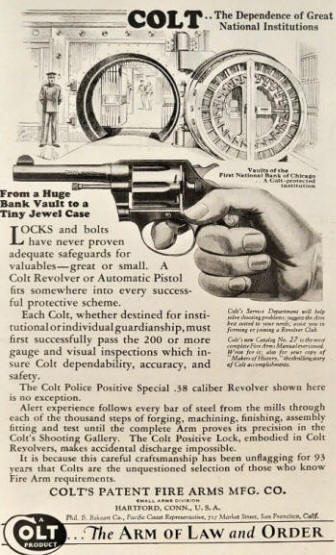 1929 Colt ads featuring bankersdangerous situations