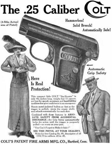 Colt c. 1908 vest pocket .25 cal. automatic pistol ad