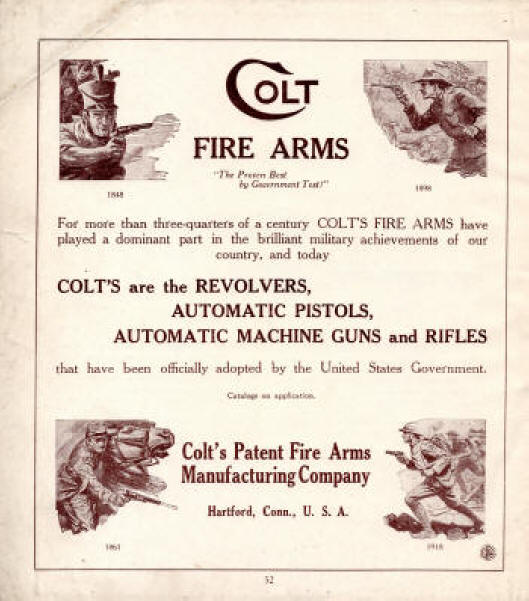 1919 Colt ad for automatic machine guns and rifles