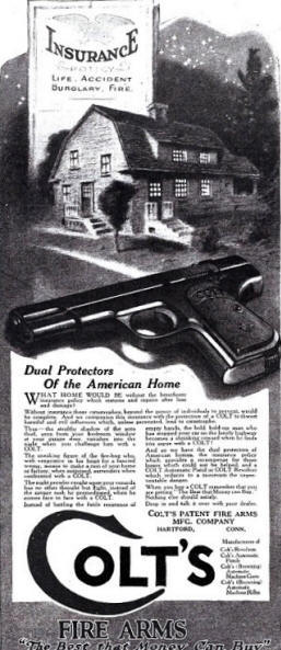 1920s Colt pistol 'insurance' ad