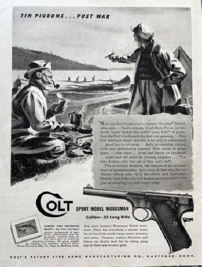 Post-WW-2 Colt ad showing a woman target shooting