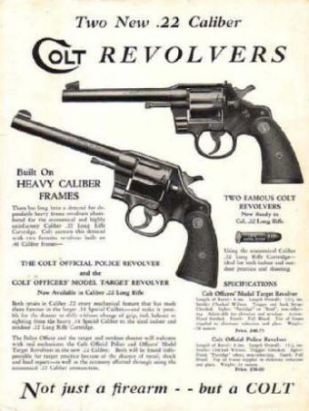 Colt's introduction of heavy framed .22 revolvers