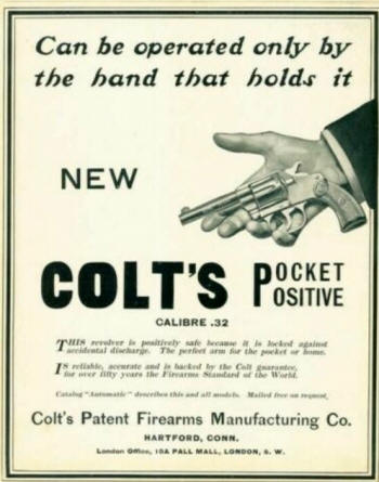 1920s Colt ad promoting the 'small' size Pocket Positive revolver