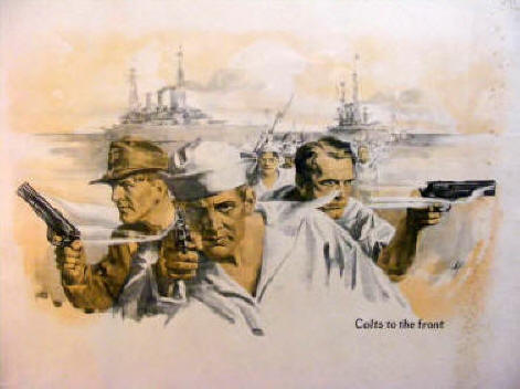 1942 Colt poster depicting servicemen using colt revolvers and pistols