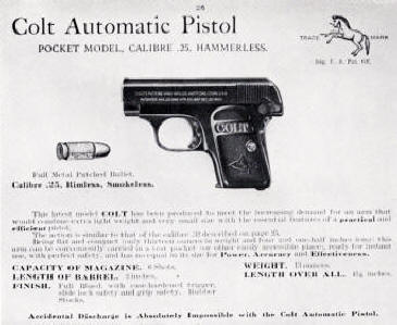 Colt M1908 Hammerless Semi-Automatic .25 cal. pistol instrructions