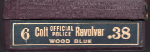 Colt's Official Police Model Revolver .38, 6 in. barrel, 1926 box label
