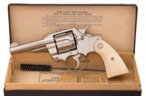 Colt Official Police .38 nickel, 4 in. barrel box label