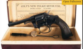 Early Colt blue box label New Police revolver, .32, 4 inch barrel-2