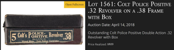 Colt Police Positive .38, 5 in. barrel box label