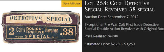 Colt Detective Special .38, 2 inch barrel box label
