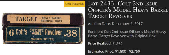 Colt 2nd issue officers model heavy barrel target box label