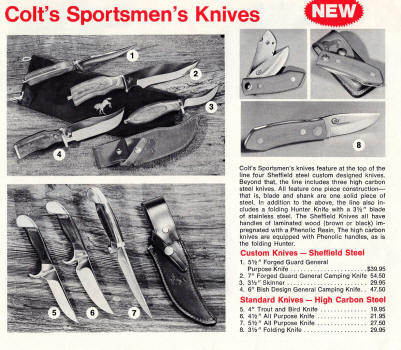 Colt 1971 knives, made by Sheffield, UK and Olsen, USA=1