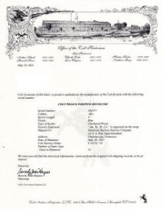 Colt factory letter for Colt Official Police&nbsp;Model .38 (1928) 6 in. bbl. (1 of 3)